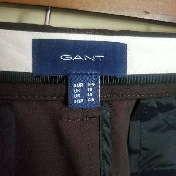 Gant Womens Size 14 Black Coffee Solid Tapered Dress Pants - Picture 2 of 11